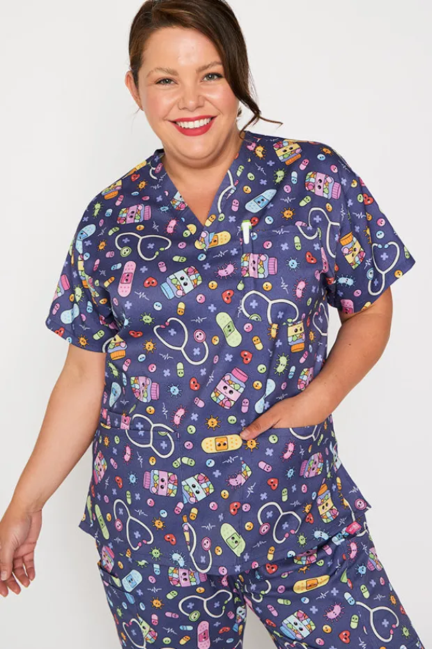 YD International Tops*Meredith Happy Health Scrub Top
