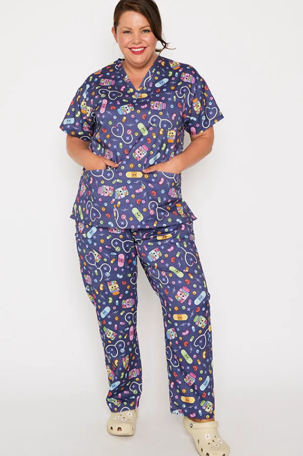 YD International Tops*Meredith Happy Health Scrub Top