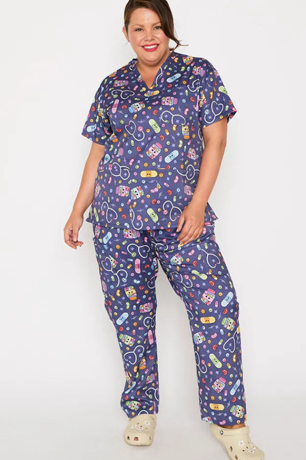YD International Tops*Meredith Happy Health Scrub Top