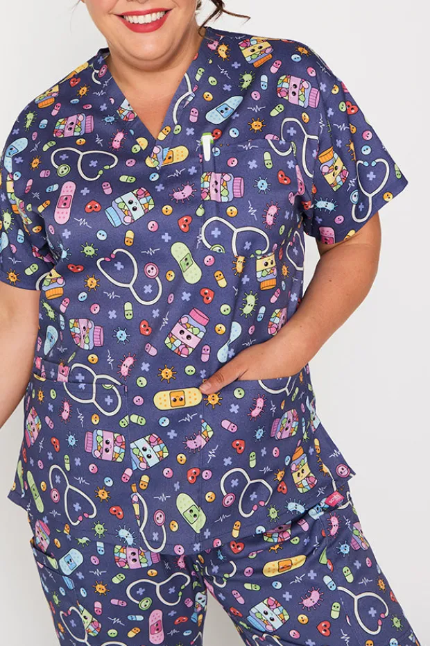 YD International Tops*Meredith Happy Health Scrub Top