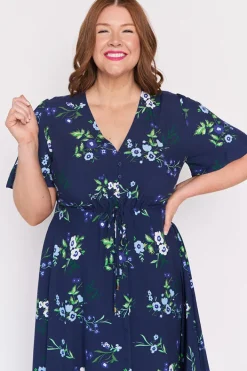 YD International Fit & Flare Dresses | Midi Dresses*Michelle Blue Blossom Dress