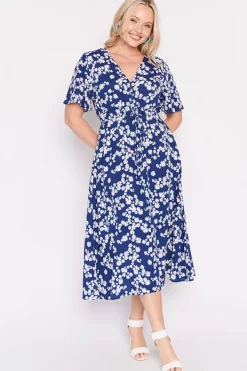 Lorraine Designs Fit & Flare Dresses | Midi Dresses*Michelle Blue Petal Whimsy Dress