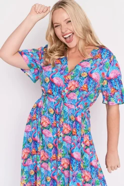 Lorraine Designs Fit & Flare Dresses | Midi Dresses*Michelle Flamingo Oasis Dress