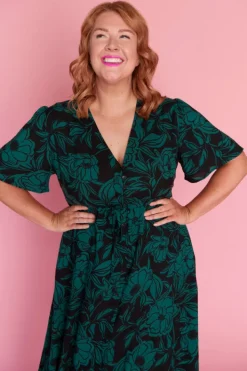 Lorraine Designs Casual Dresses | Loose Dresses*Michelle Midnight Green Dress