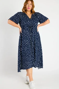 Lorraine Designs Fit & Flare Dresses | Midi Dresses*Michelle Navy & White Flecks Dress