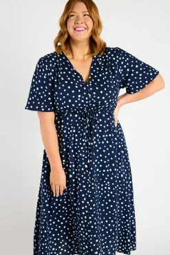 Lorraine Designs Fit & Flare Dresses | Midi Dresses*Michelle Navy & White Flecks Dress