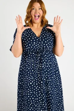 Lorraine Designs Fit & Flare Dresses | Midi Dresses*Michelle Navy & White Flecks Dress