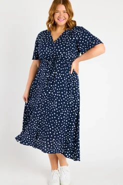 Lorraine Designs Fit & Flare Dresses | Midi Dresses*Michelle Navy & White Flecks Dress