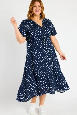 Lorraine Designs Fit & Flare Dresses | Midi Dresses*Michelle Navy & White Flecks Dress