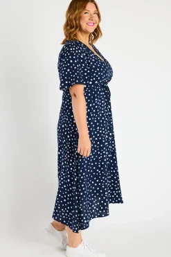 Lorraine Designs Fit & Flare Dresses | Midi Dresses*Michelle Navy & White Flecks Dress