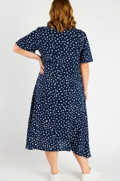 Lorraine Designs Fit & Flare Dresses | Midi Dresses*Michelle Navy & White Flecks Dress