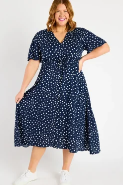Lorraine Designs Fit & Flare Dresses | Midi Dresses*Michelle Navy & White Flecks Dress