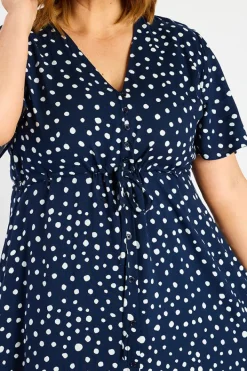 Lorraine Designs Fit & Flare Dresses | Midi Dresses*Michelle Navy & White Flecks Dress
