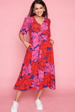 Lorraine Designs Casual Dresses | Fit & Flare Dresses*Michelle Pink Peonies Dress