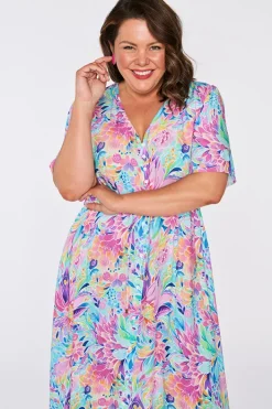 YD International Fit & Flare Dresses | Midi Dresses*Michelle Rainbow Bloom Dress