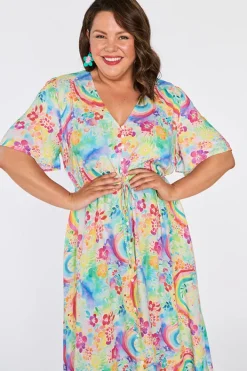 YD International Fit & Flare Dresses | Midi Dresses*Michelle Rainbow Garden Dress