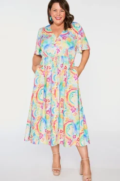 YD International Fit & Flare Dresses | Midi Dresses*Michelle Rainbow Garden Dress
