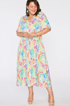 YD International Fit & Flare Dresses | Midi Dresses*Michelle Rainbow Garden Dress