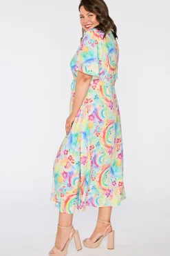 YD International Fit & Flare Dresses | Midi Dresses*Michelle Rainbow Garden Dress