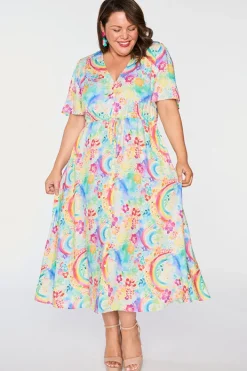 YD International Fit & Flare Dresses | Midi Dresses*Michelle Rainbow Garden Dress