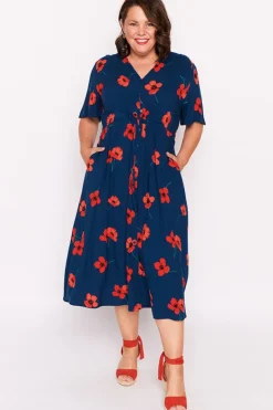 Lorraine Designs Fit & Flare Dresses | Midi Dresses*Michelle Red Poppy Fields Dress
