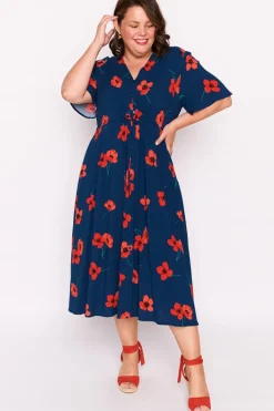 Lorraine Designs Fit & Flare Dresses | Midi Dresses*Michelle Red Poppy Fields Dress