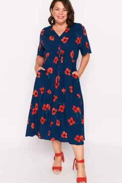 Lorraine Designs Fit & Flare Dresses | Midi Dresses*Michelle Red Poppy Fields Dress