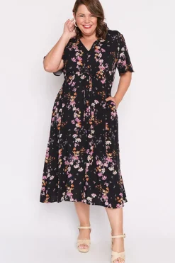 Lorraine Designs Fit & Flare Dresses | Midi Dresses*Michelle Sunset Shadow Dress