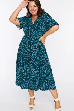 Lorraine Designs Midi Dresses | Fit & Flare Dresses*Michelle Teal Dash Dress