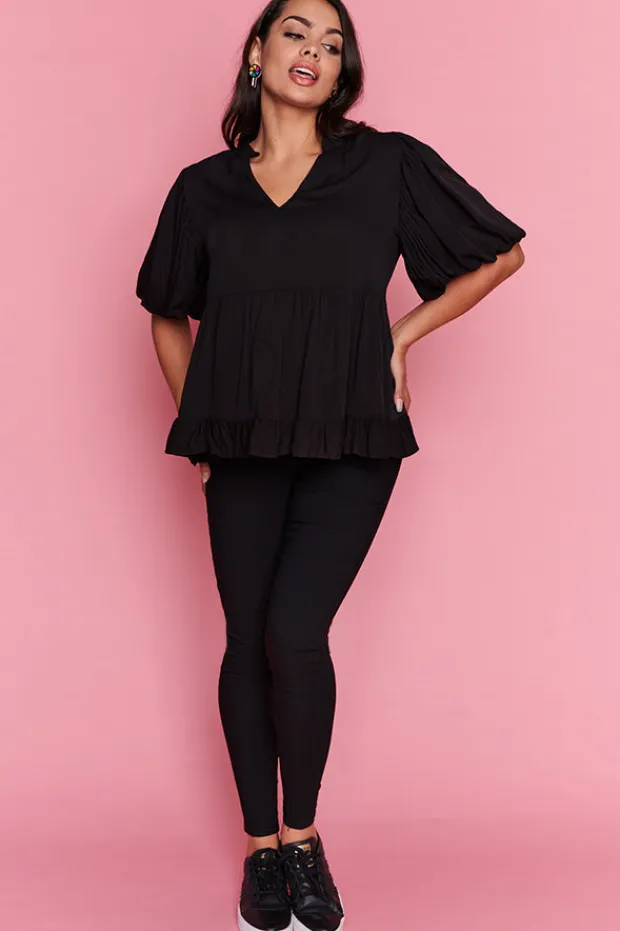 Lorraine Tops*Monte Black Blouse