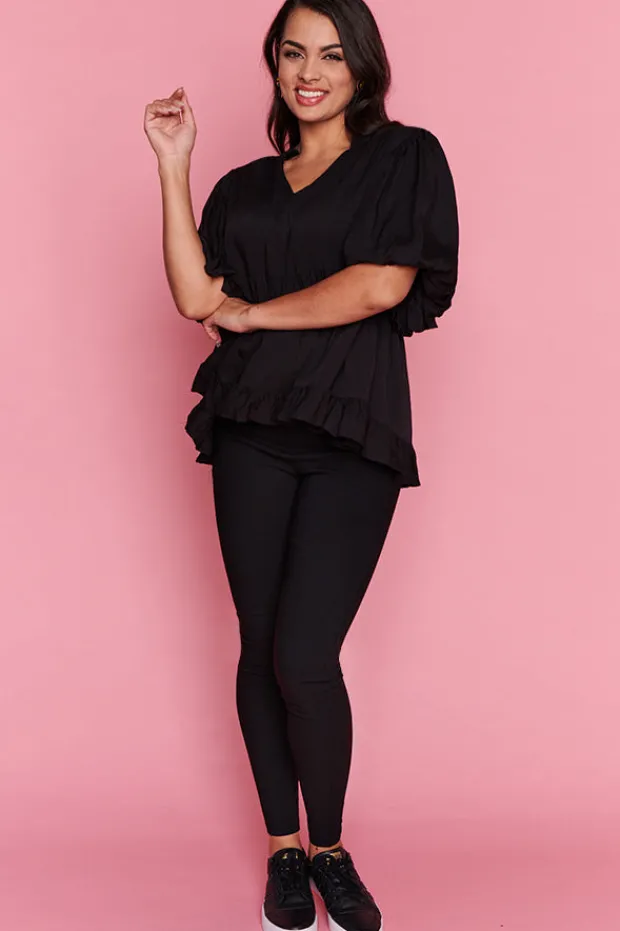 Lorraine Tops*Monte Black Blouse