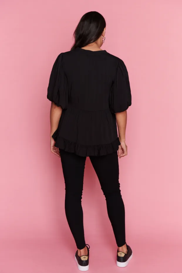 Lorraine Tops*Monte Black Blouse
