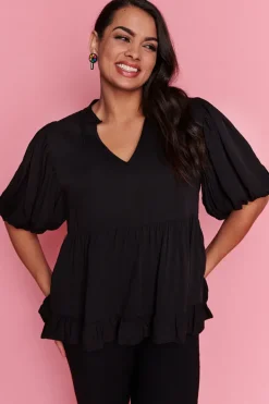 Lorraine Tops*Monte Black Blouse