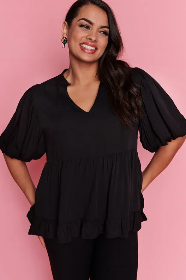 Lorraine Tops*Monte Black Blouse