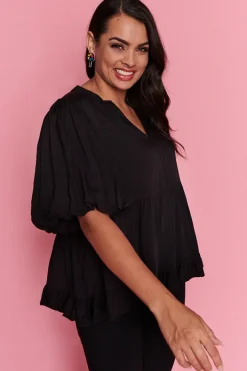 Lorraine Tops*Monte Black Blouse