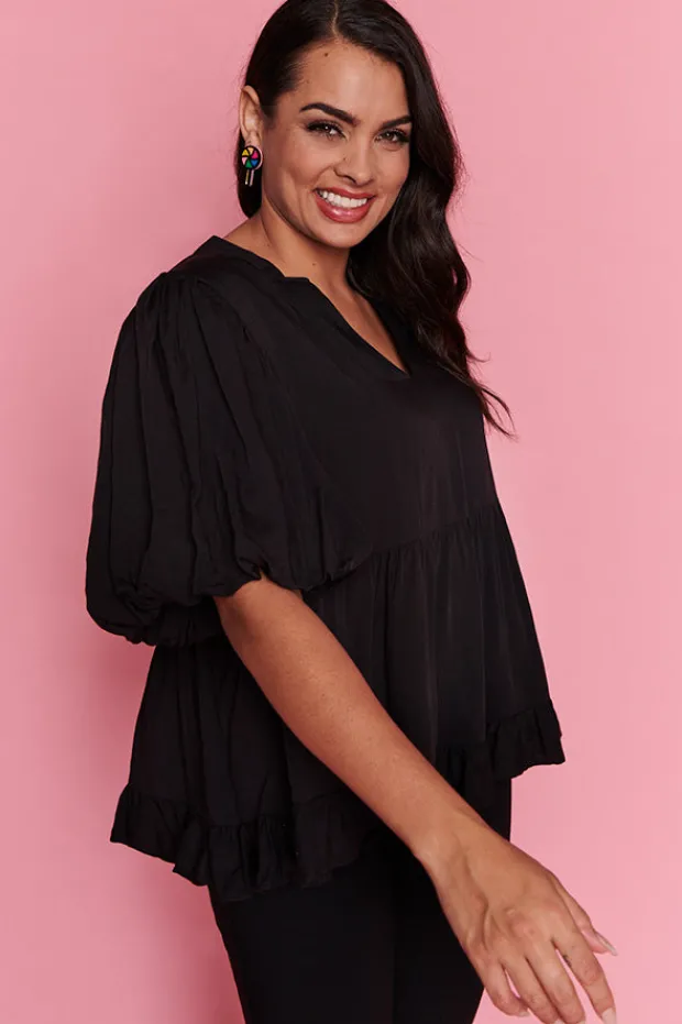 Lorraine Tops*Monte Black Blouse