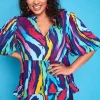 Lorraine Tops*Monte Rainbow Zebra Blouse