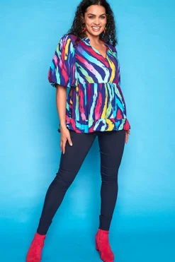 Lorraine Tops*Monte Rainbow Zebra Blouse