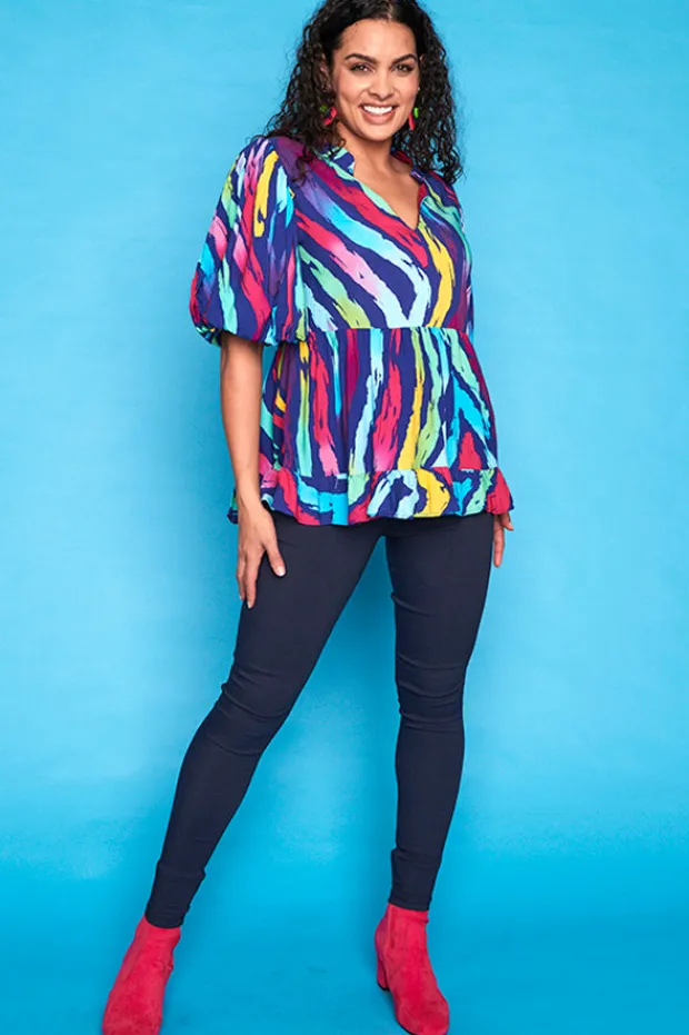Lorraine Tops*Monte Rainbow Zebra Blouse