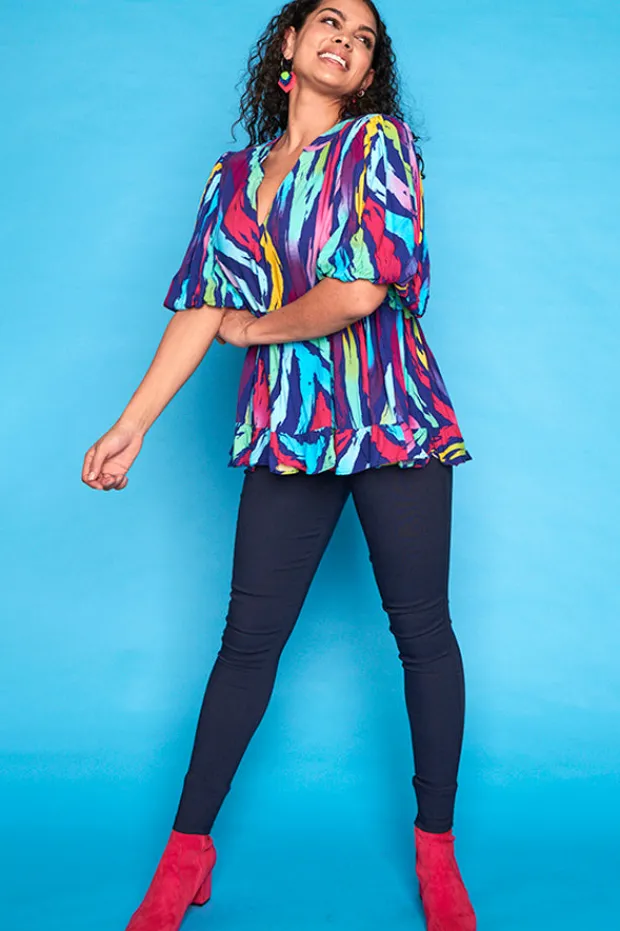 Lorraine Tops*Monte Rainbow Zebra Blouse