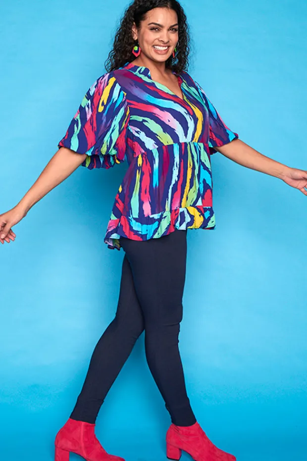 Lorraine Tops*Monte Rainbow Zebra Blouse