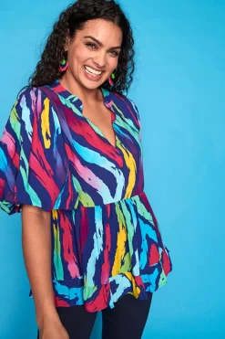 Lorraine Tops*Monte Rainbow Zebra Blouse