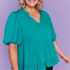 Lorraine Tops*Monte Teal Blouse