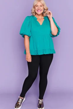 Lorraine Tops*Monte Teal Blouse