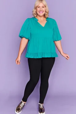 Lorraine Tops*Monte Teal Blouse