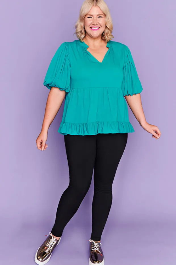 Lorraine Tops*Monte Teal Blouse