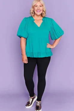 Lorraine Tops*Monte Teal Blouse