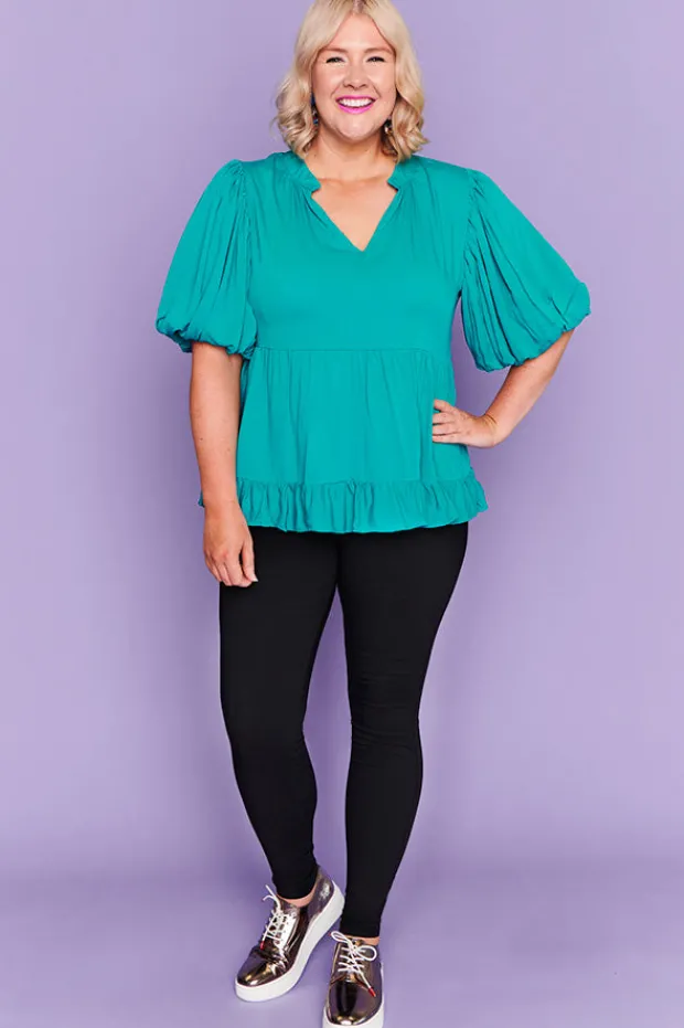 Lorraine Tops*Monte Teal Blouse