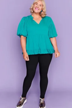 Lorraine Tops*Monte Teal Blouse