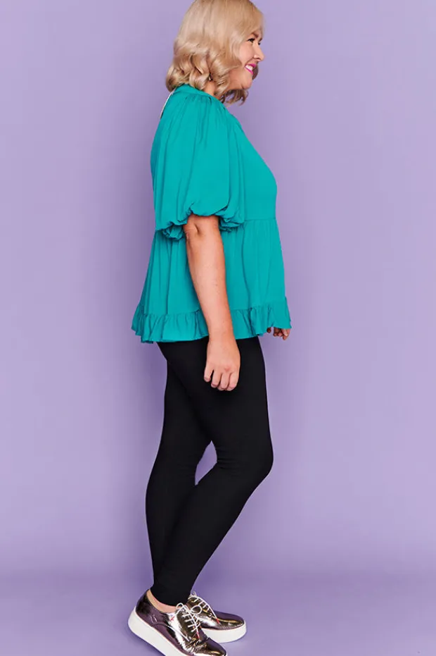 Lorraine Tops*Monte Teal Blouse